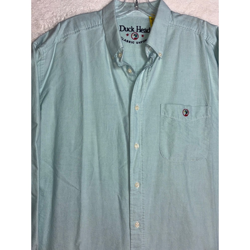 Duck Head Men Classic Oxford Button Down Shirt Large Mint Green Lg Sleeve Cotton